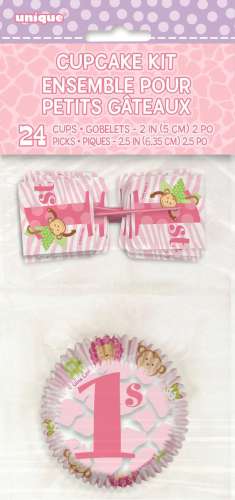 Pink Safari 1st Birthday Cupcake Combo - Click Image to Close